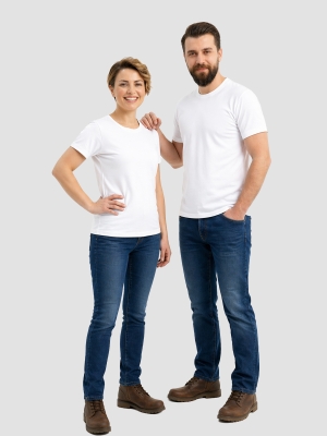 Beyaz %100 Pamuk Penye Kısa Kol Tişört