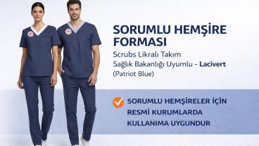 Lacivert Sorumlu Hemşire Forması Scrubs Likralı Takım Sağlık Bakanlığı Renk Uyumlu – Patriot Blue