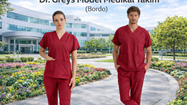 Bordo Dr. Greys Medikal Scrubs Takım: Gücün, Zarafetin ve Profesyonelliğin Rengi