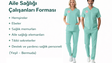 Yeşil – Bermuda Aile Sağlığı Forması Scrubs Likralı Takım Sağlık Bakanlığı Renk Uyumlu