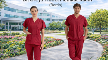 Bordo Dr. Greys Medikal Scrubs Takım: Gücün, Zarafetin ve Profesyonelliğin Rengi