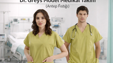 Antep Fıstığı Rengi Dr. Greys Medikal Scrubs Takım: Doğallığın ve Huzurun Profesyonel Tonu