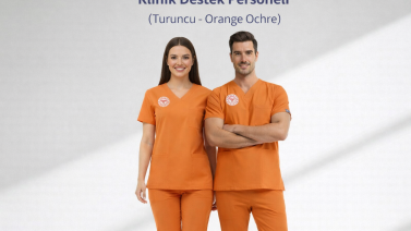 Orange Clinical Support Uniform Scrubs Lycra Set, Ministry of Health Color Matching – Orange Ochre