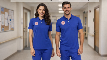 Blue Cleaning Staff Uniform Scrubs Set Ministry of Health Color Compliant – Dazzling Blue