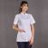 White Mandarin Collar Women's Short Sleeve Lab Coat Alpaca Fabric