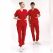 Rot Jogger Medizinischer Scrubs Set für Ärzte und Pflege Luxus Lycra-Stoff