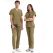 Khaki Dr. Greys Medizinischer Scrubs Set für Ärzte und Pflege Luxus Lycra-Stoff