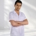 White Classic Collar Men's Short Sleeve Lab Coat Alpaca Fabric