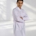 White Mandarin Collar Men's Lab Coat Alpaca Fabric