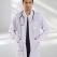 White Mandarin Collar Men's Lab Coat Alpaca Fabric