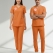 Klinik Destek Forması Scrubs Likralı Takım Sağlık Bakanlığı Uyumlu-Orange Ochre
