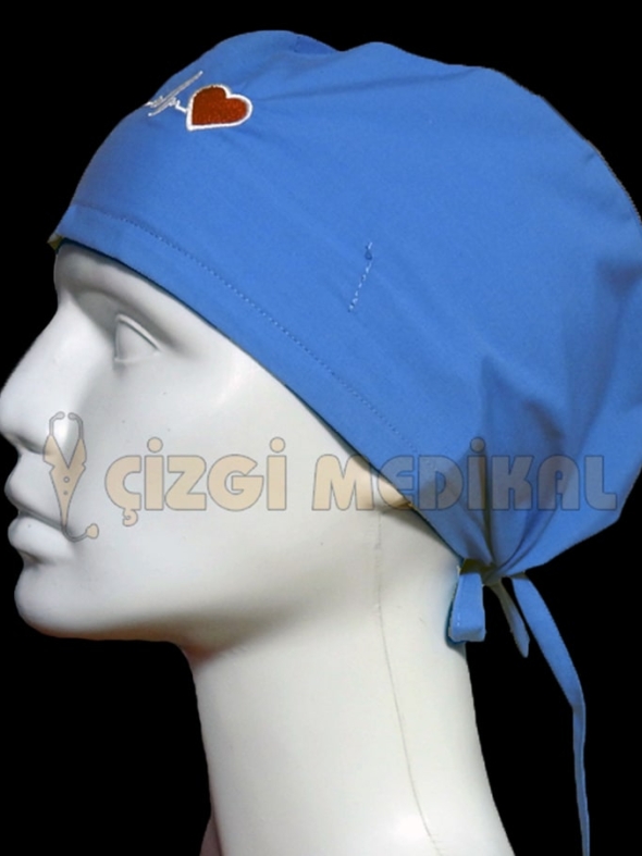 Kalp Ritimli Parlement Mavi Nakışlı Klasik Boneler