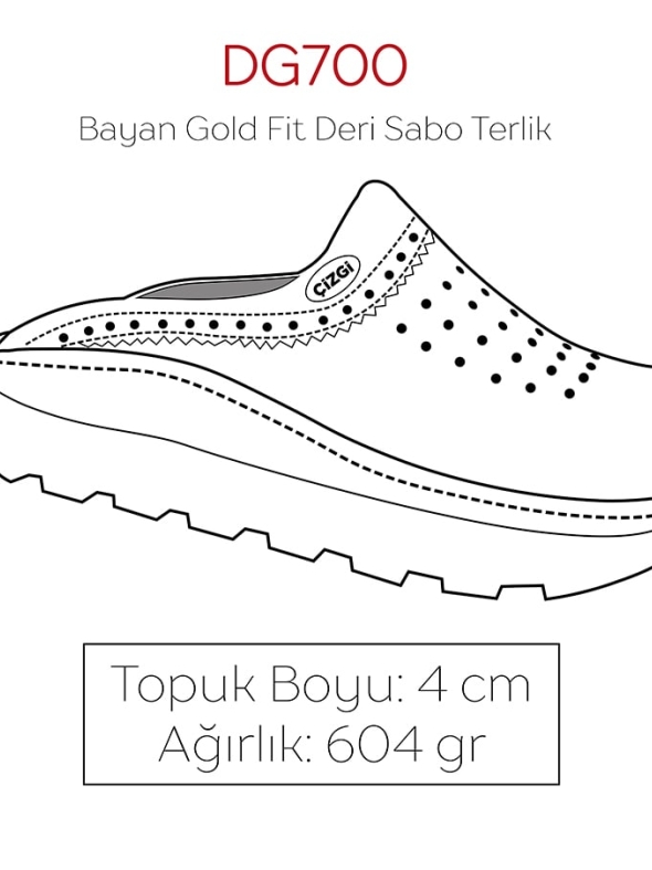 Kırmızı Kadın Doktor Hemşire Medikal Gold Fit Hakiki Deri Sabo Terlik