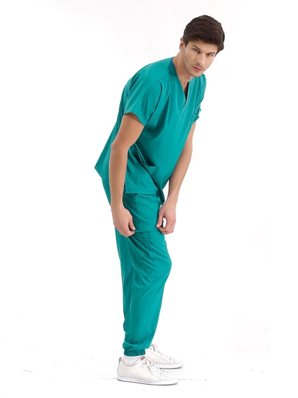 Ameliyathane Yeşili Jogger Doktor Hemşire Medikal Scrubs Takım Lüks Likralı Kumaş