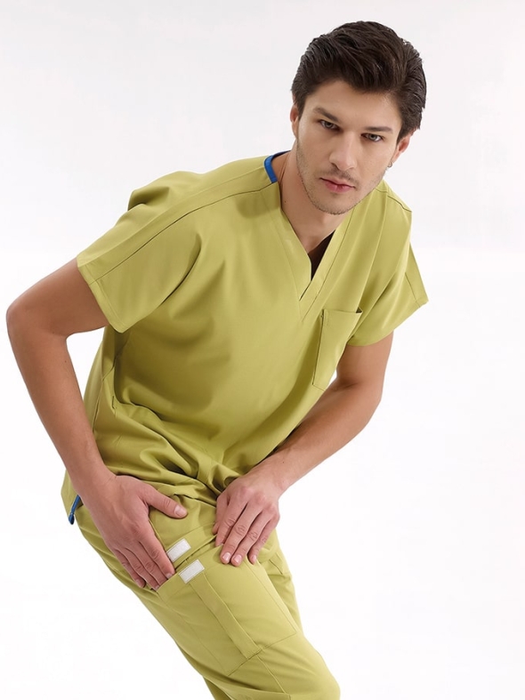 Pistachio Green Jogger Doctor Nurse Medical Scrubs Set Luxury Lycra Fabric