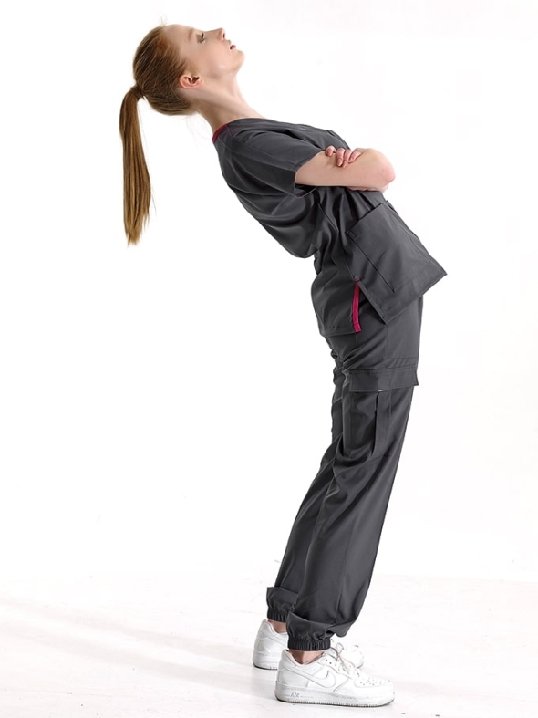 Charcoal Gray Jogger Doctor Nurse Medical Scrubs Set Luxury Lycra Fabric