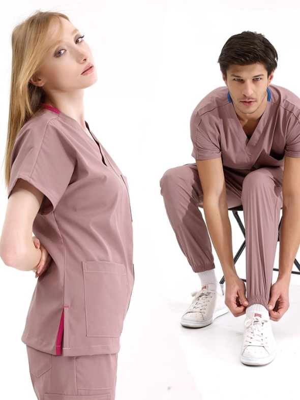 Dusty Rose Jogger Doctor Nurse Medical Scrubs Set Luxury Lycra Fabric