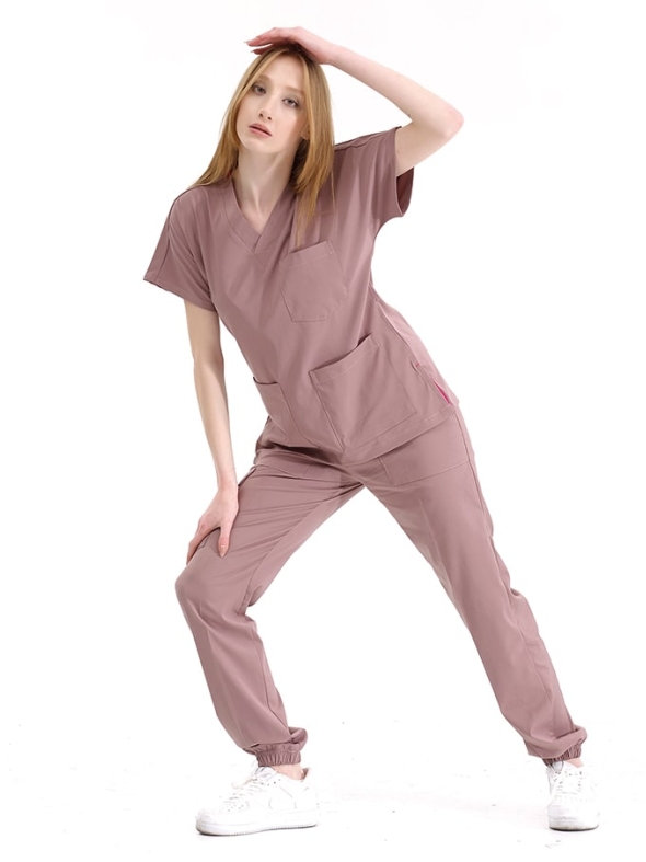 Dusty Rose Jogger Doctor Nurse Medical Scrubs Set Luxury Lycra Fabric