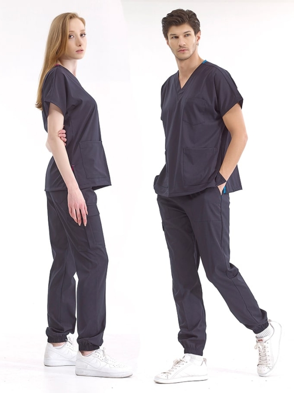 Navy Blue Jogger Doctor Nurse Medical Scrubs Set Luxury Lycra Fabric