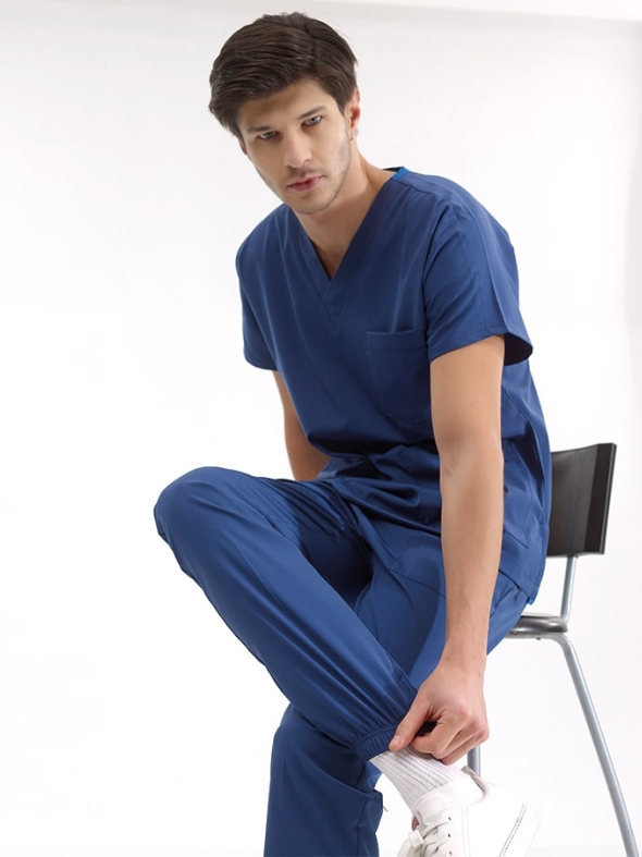 Petrol Blue Jogger Doctor Nurse Medical Scrubs Set Luxury Lycra Fabric