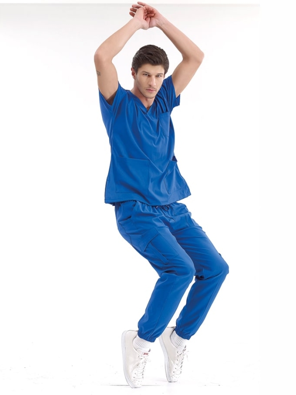 Royal Blue Jogger Doctor Nurse Medical Scrubs Set Luxury Lycra Fabric