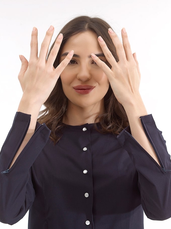 Темно-синий Медицинский Костюм для Хиджаба с Круглым Вырезом и Молниями Ткань Люкс Лайкра