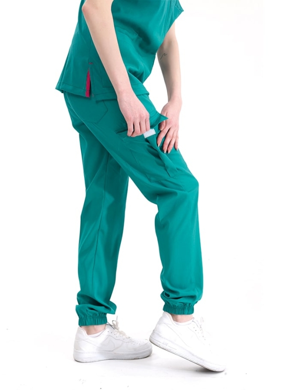 Ameliyathane Yeşili Jogger Doktor Hemşire Medikal Scrubs Takım Lüks Likralı Kumaş