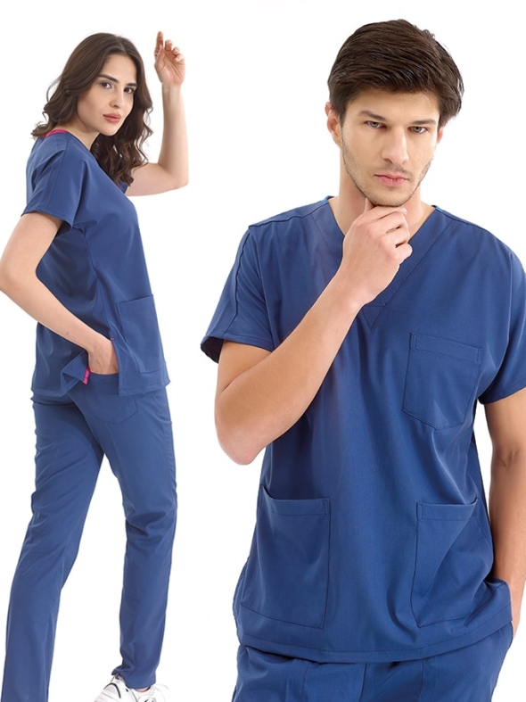 Petrol Blue Dr. Greys Doctor Nurse Medical Scrubs Set Luxury Lycra Fabric