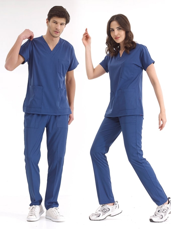 Petrol Blue Dr. Greys Doctor Nurse Medical Scrubs Set Luxury Lycra Fabric