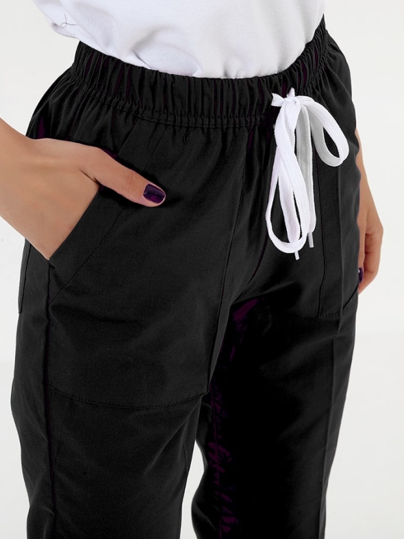 Siyah Dr. Greys Doktor Hemşire Pantolonu (Tek Alt) Lüks Likralı Kumaş