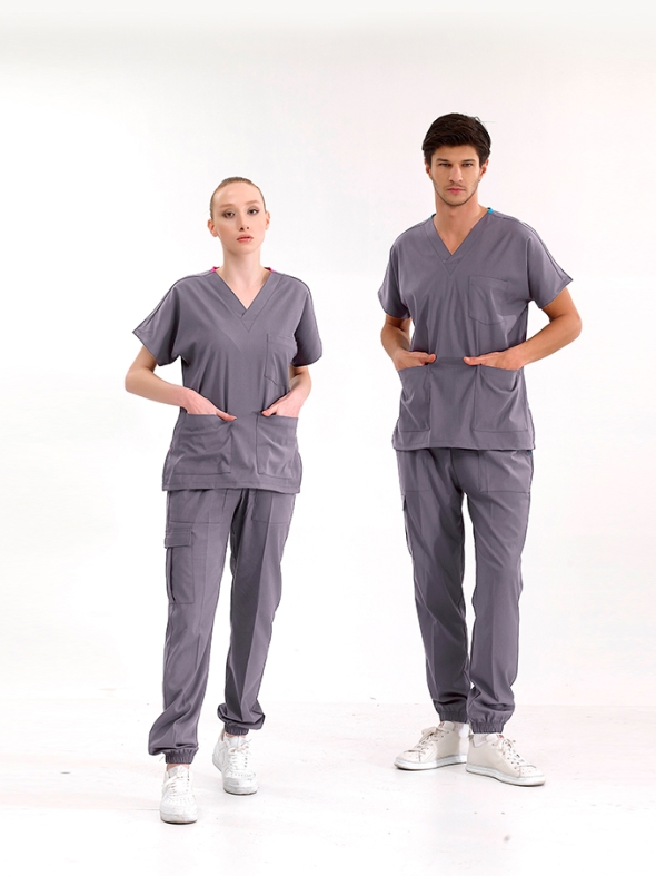 Lead Gray Jogger Doctor Nurse Medical Scrubs Set Luxury Lycra Fabric