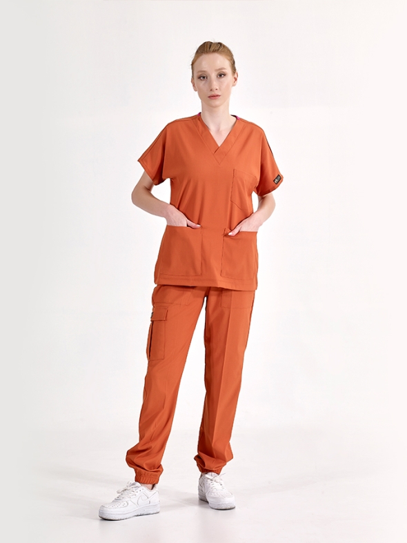 Tile Red Jogger Doctor Nurse Medical Scrubs Set Luxury Lycra Fabric