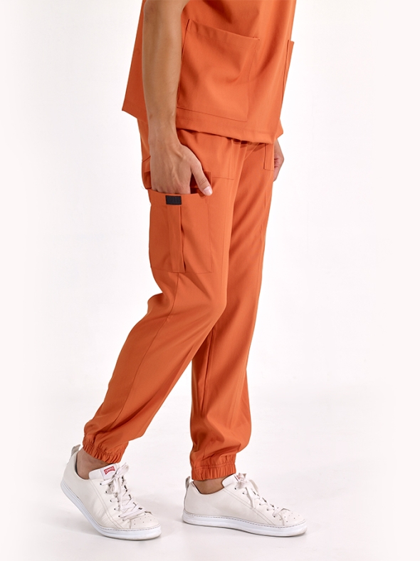 Kiremit Jogger Doktor Hemşire Medikal Scrubs Takım Lüks Likralı Kumaş