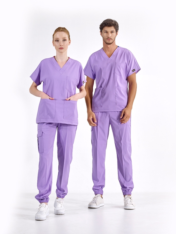 Lilac Jogger Doctor Nurse Medical Scrubs Set Luxury Lycra Fabric