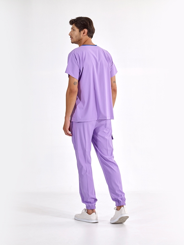 Lilac Jogger Doctor Nurse Medical Scrubs Set Luxury Lycra Fabric