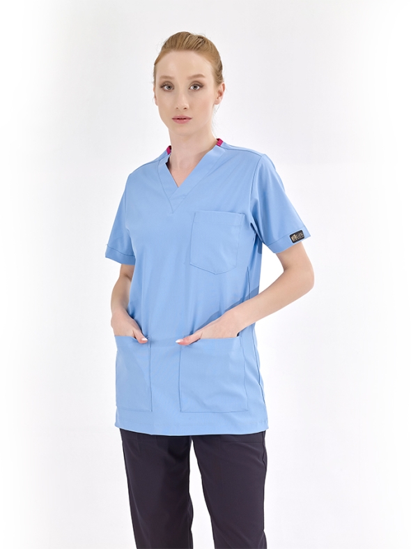 Açık Mavi Silva Lüks Likralı Tek Üst