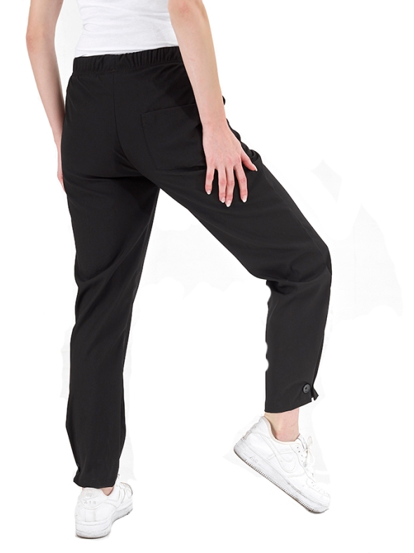 Siyah Retro Kadın Doktor Hemşire Pantolonu (Tek Alt) Lüks Likralı Kumaş