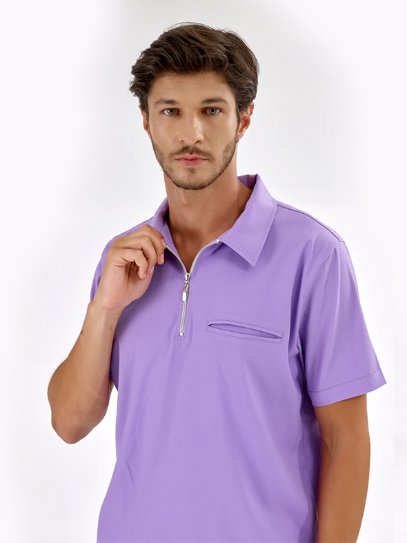 Hellviolett Polo-Kragen Medizinischer Scrubs Set für Ärzte und Pflege Luxus Lycra-Stoff