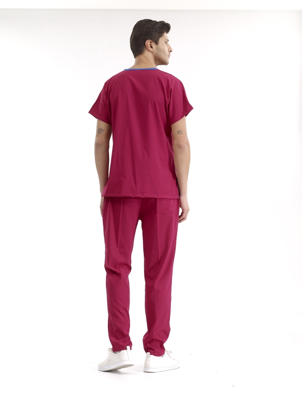 Cherry Red Dr. Greys Doctor Nurse Medical Scrubs Set Luxury Lycra Fabric