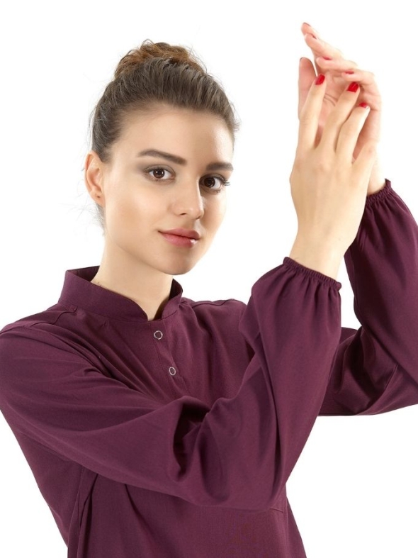 Mürdüm Tesettür Hakim Yaka Doktor Hemşire Medikal Scrubs Takım Lüks Likralı Kumaş