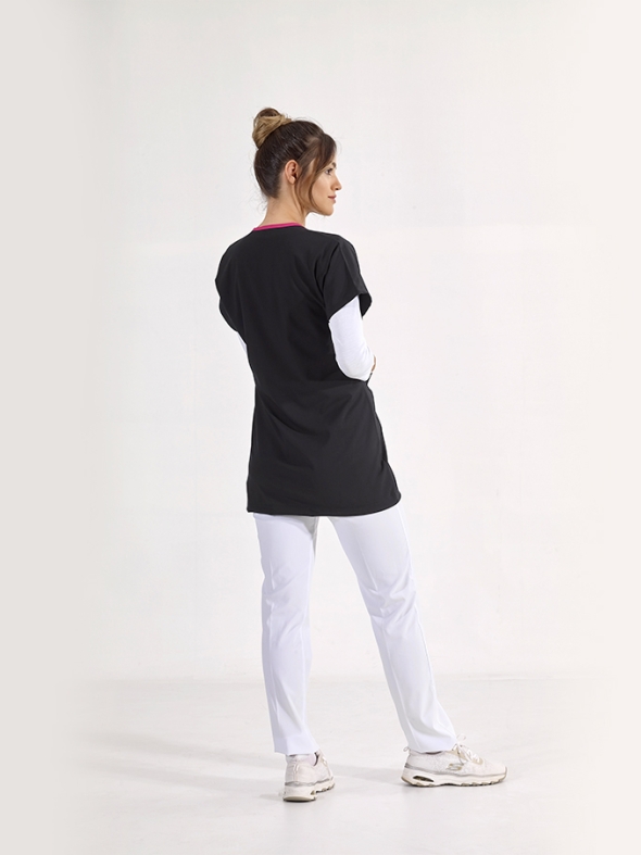 Navy Blue Greys Tunic Length Modest Doctor Nurse Medical Scrubs Top Luxury Lycra Fabric