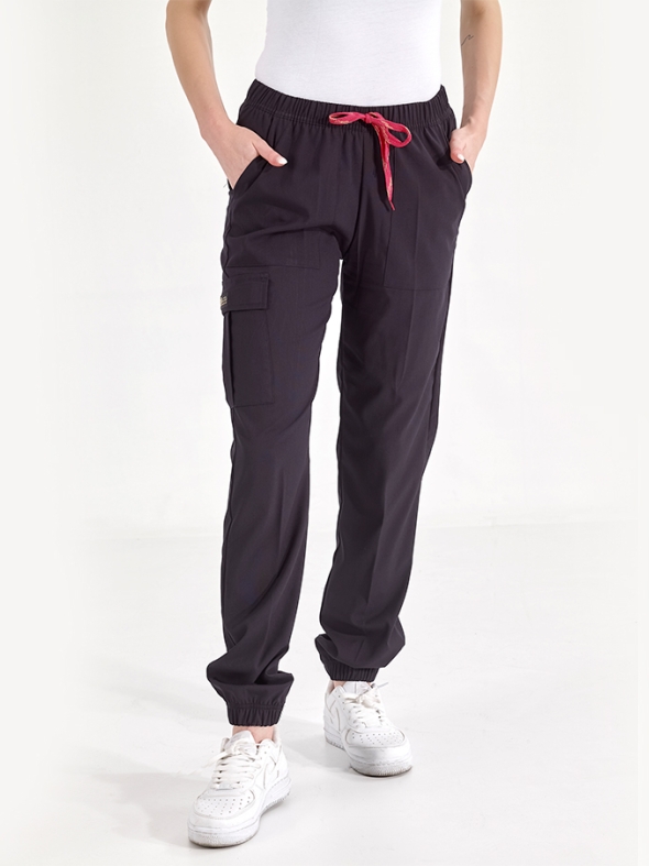 Siyah Jogger Doktor Hemşire Pantolonu (Tek Alt) Lüks Likralı Kumaş