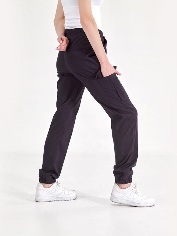 Siyah Jogger Doktor Hemşire Pantolonu (Tek Alt) Lüks Likralı Kumaş