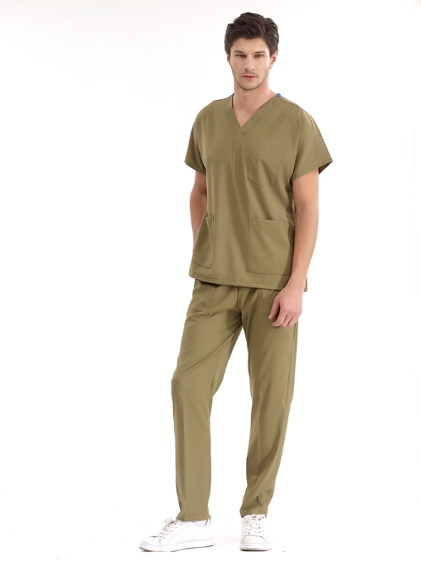 Khaki Dr. Greys Doctor Nurse Medical Scrubs Set Luxury Lycra Fabric