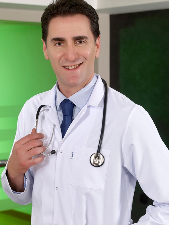 Beyaz Klasik Yaka Erkek Doktor Vizit Önlüğü Alpaka Kumaş