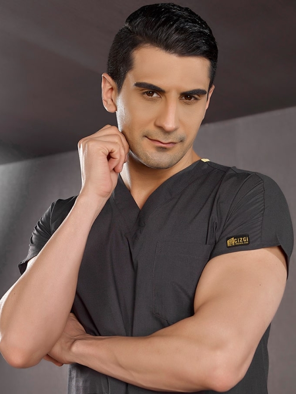 Füme Dr. Greys Doktor Hemşire Medikal Scrubs Takım Terikoton Kumaş