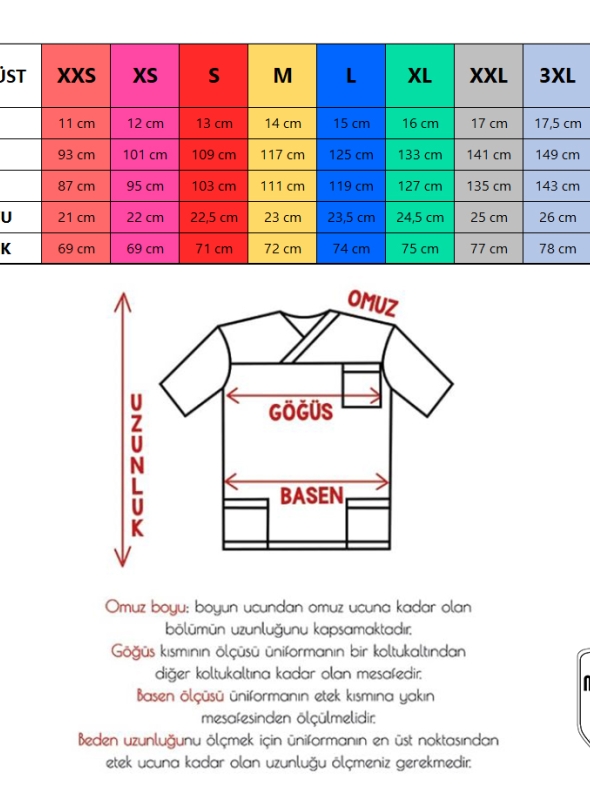 Lacivert Klasik Doktor Hemşire Medikal Scrubs Takım Terikoton Kumaş