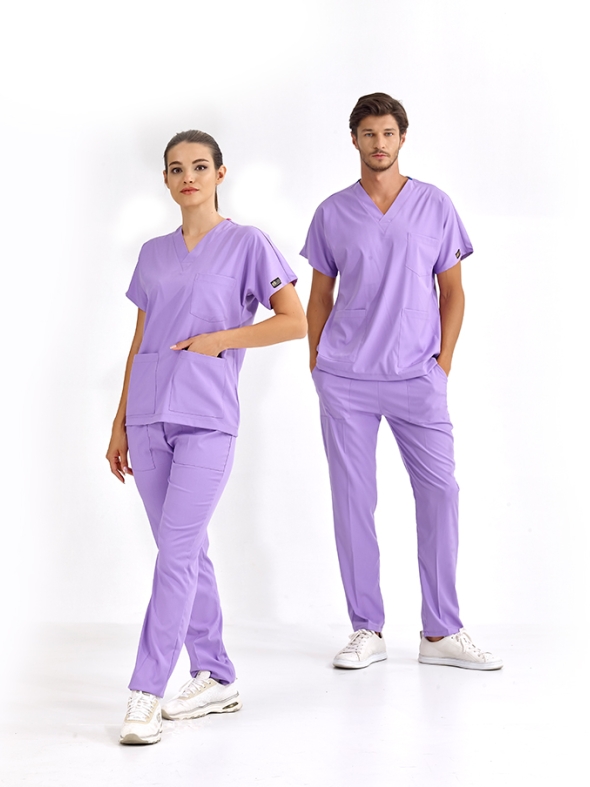 Lilac Dr. Greys Doctor Nurse Medical Scrubs Set Luxury Lycra Fabric