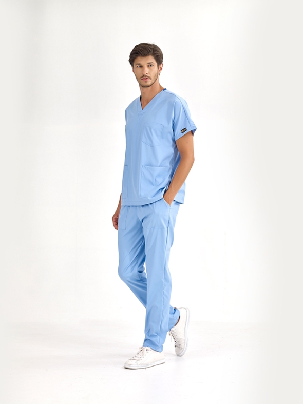 Light Blue Dr. Greys Doctor Nurse Medical Scrubs Set Luxury Lycra Fabric