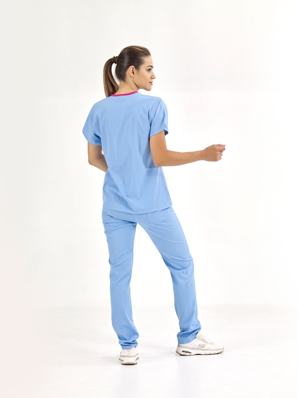 Light Blue Dr. Greys Doctor Nurse Medical Scrubs Set Luxury Lycra Fabric